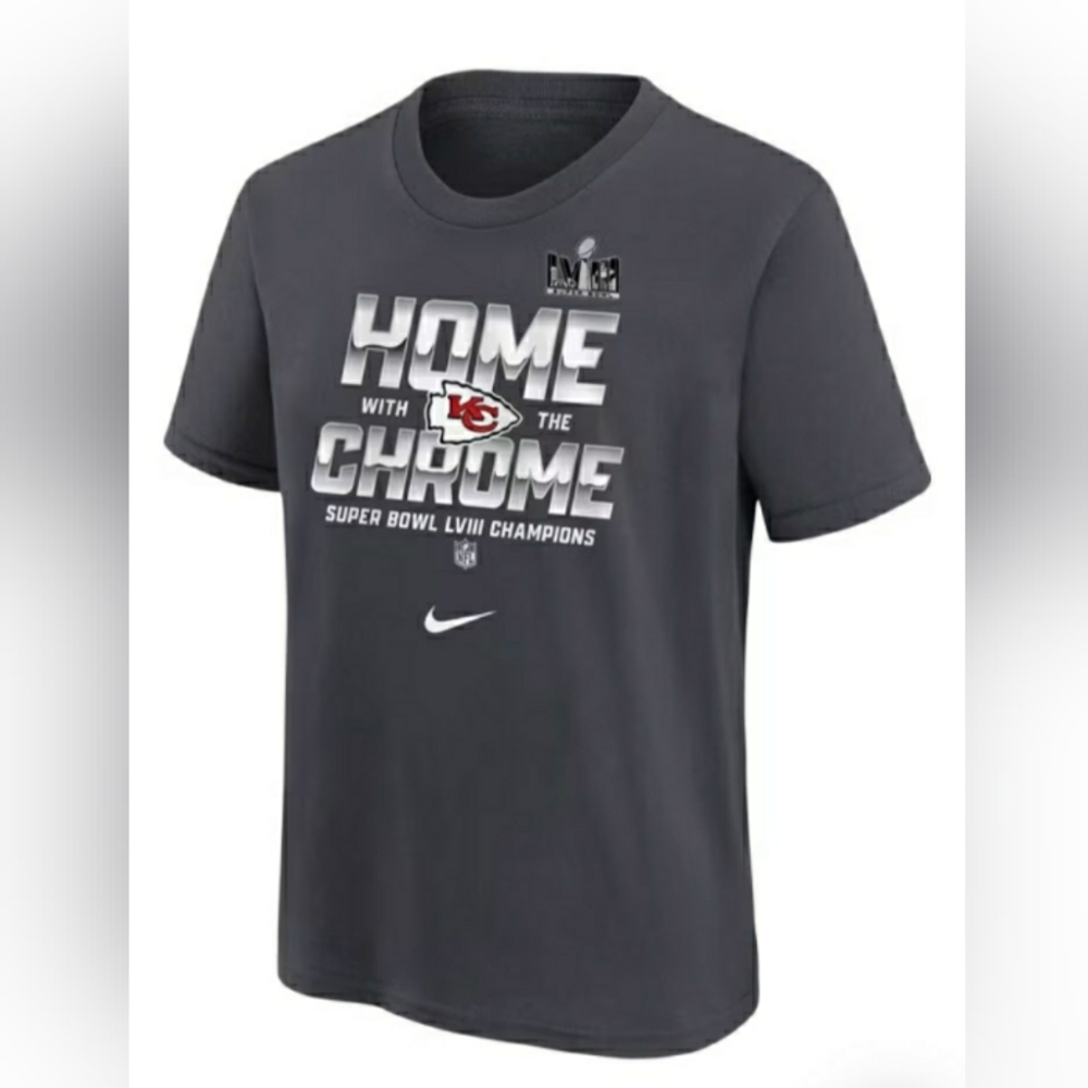 Large Nike Kansas City Chiefs Home With The Chrome Super Bowl Champs Gray Tee